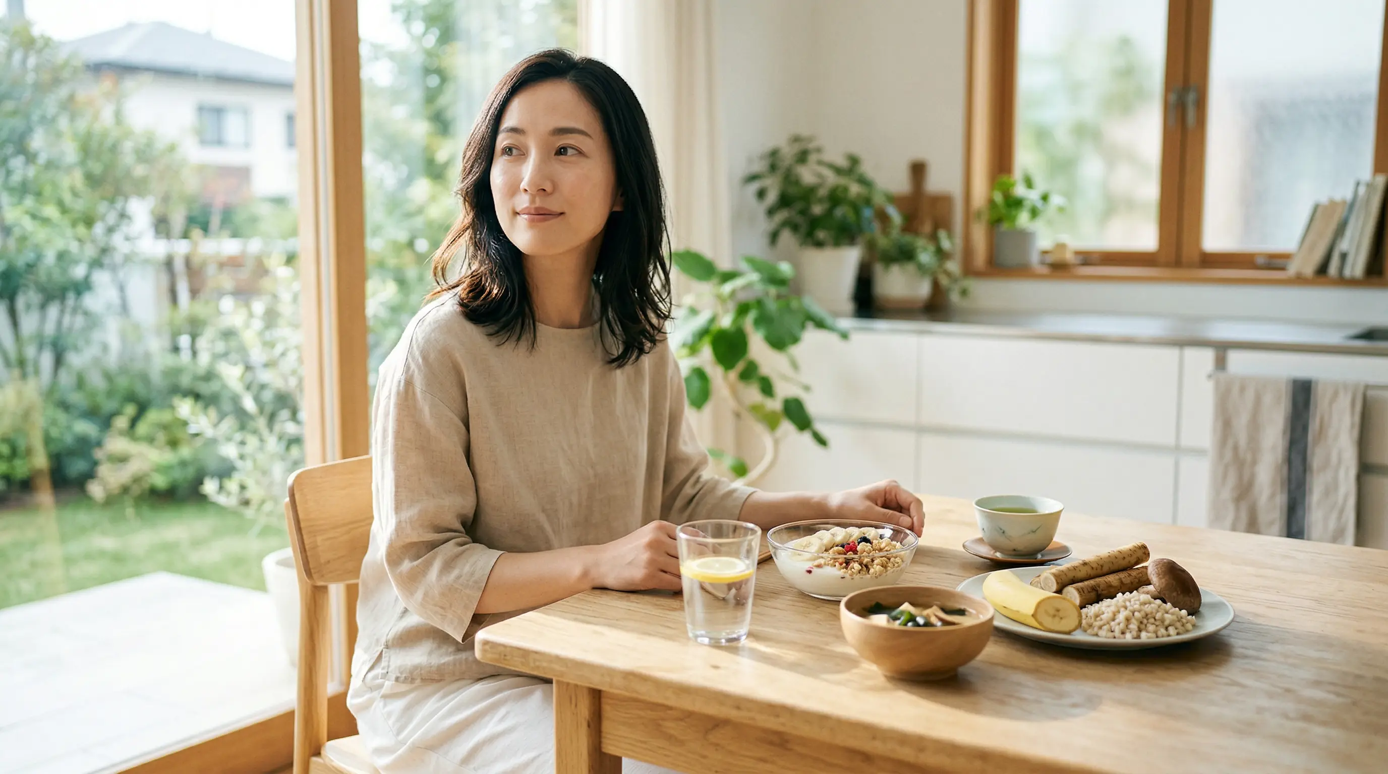 シンバイオティクス──発酵食品と食物繊維のイメージ